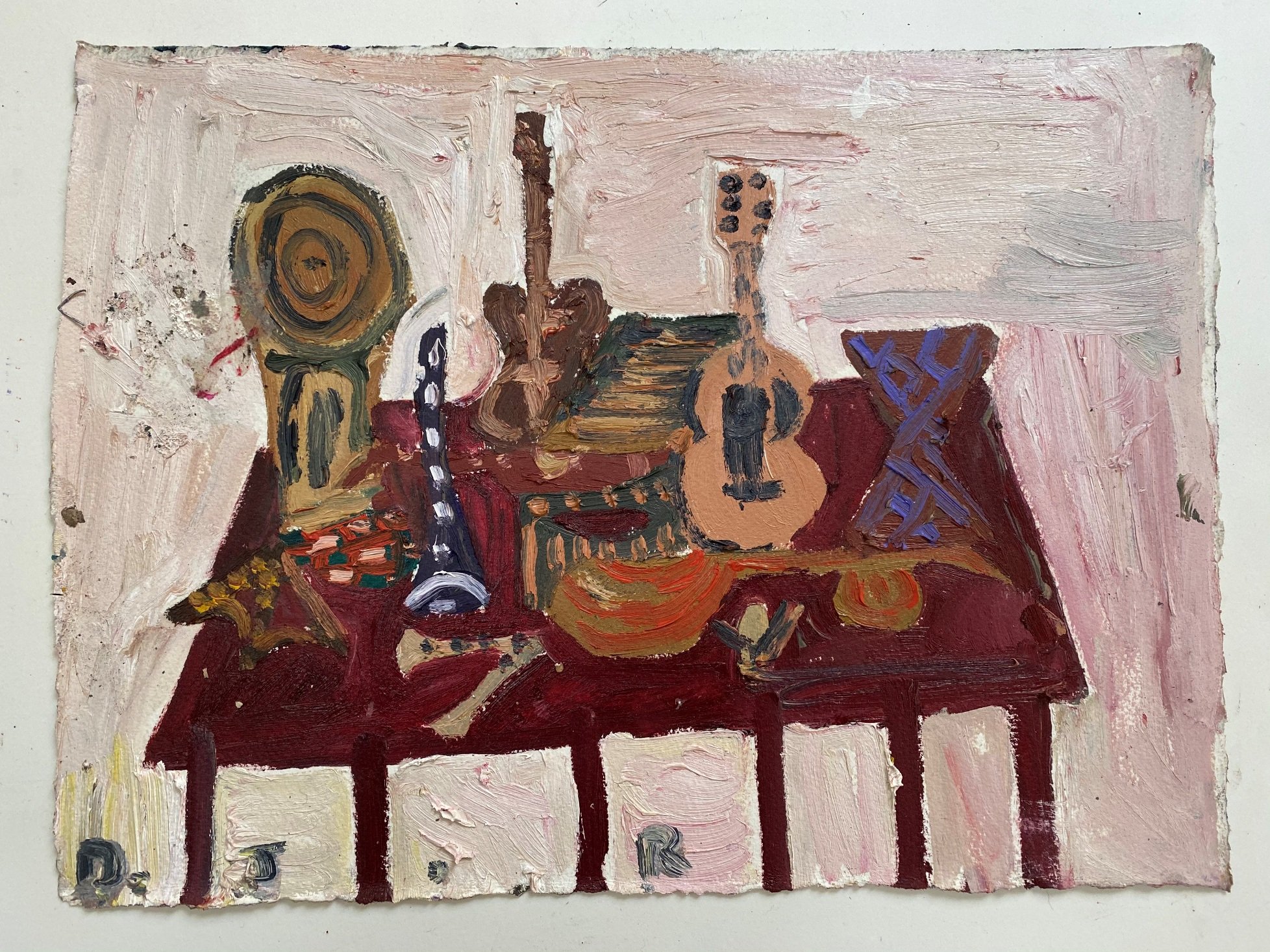 Music Table 3. Oil on paper. 27.5 x 38.5cm.  450€